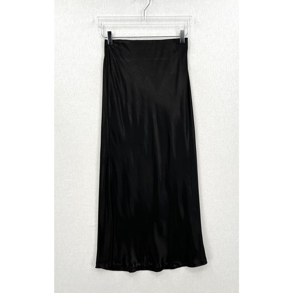 ENZA COSTA Satin Bias Cut Skirt Womens Small 1 Black Midi Pull on Slip Maxi NWOT - Picture 4 of 16